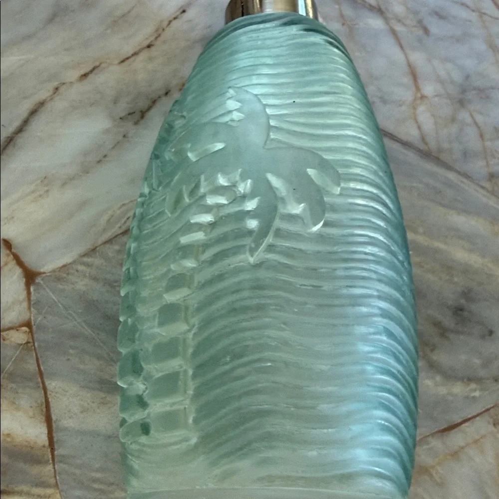Frosted Sea Glass Green Palm Tree Wave Textured Soap‎ Lotion Dispenser Pump